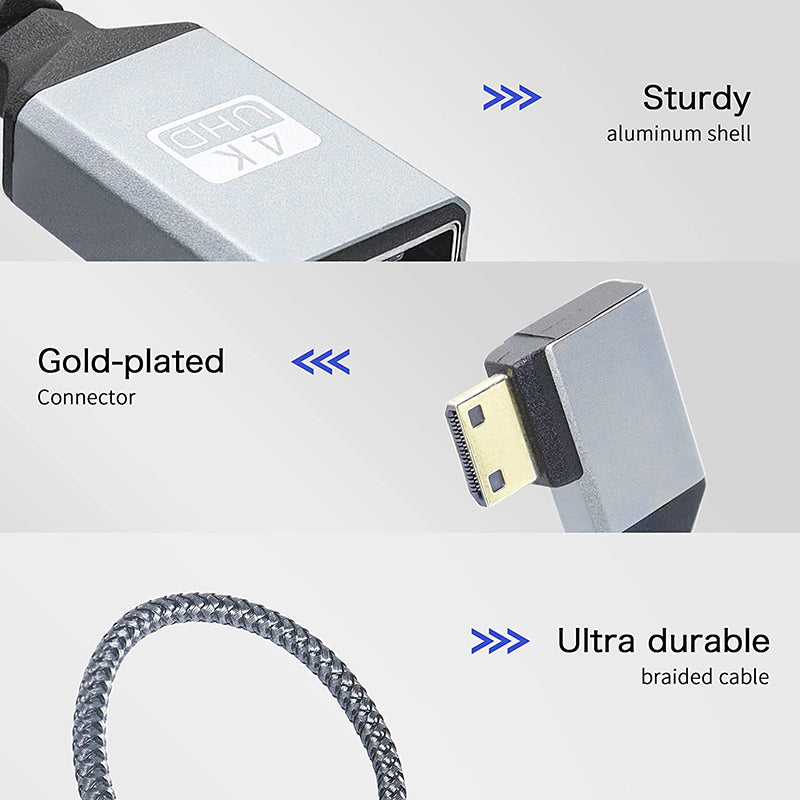 HDMI Female to Mini HDMI Male Adapter 4K/60Hz UHD HDMI Converter Nylon Braided Cable HDMI Female to Mini HDMI Male Adapter 4K/60Hz UHD HDMI Converter Nylon Braided Cable